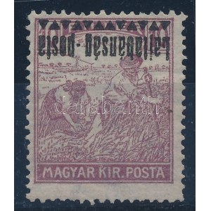 Nyugat-Magyarország III. 1921 Arató 10f fordított felülnyomással. Signed: Bodor
