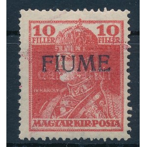 Fiume 1918 Károly 10f HP III. Signed: Bodor