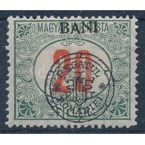 Kolozsvár 1919 Portó 20f elcsúszott felülnyomással / Mi P9 I. with shifted overprint. Signed...