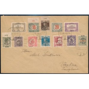 1920 Levél Nagyszebenről Vízaknára 12 db kolozsvári bélyeggel / Cover with 12 stamps. Signed...