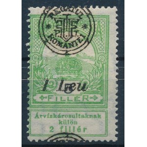 Nagyvárad 1919 Árvíz 5f elcsúszott felülnyomással. Signed: Bodor
