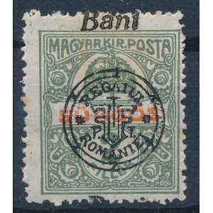 Nagyvárad 1919 Sürgős elcsúszott felülnyomással (rozsda) / Mi 20 II. with shifted overprint. Signed: Bodor (stain...