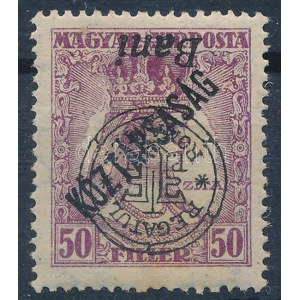 Nagyvárad 1919 Zita/Köztársaság 50f fordított felülnyomással (rozsda) / Mi 64 II. with inverted overprint. Signed...