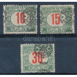 Nagyvárad 1919 3 klf bélyeg elcsúszott felülnyomással. Signed: Bodor