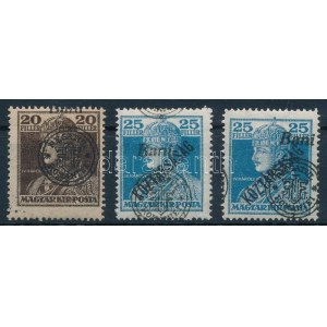 Nagyvárad 1919 3 klf bélyeg elcsúszott felülnyomással. Signed: Bodor