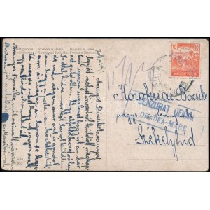 1919 Képeslap 10f bérmentesítéssel, cenzúrázva Székelyhídra / Censored postcard ORADEA-MARE...