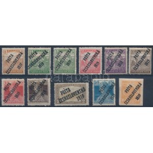 Posta Ceskoslovenska 1919 11 db bélyeg (5f szakadás) / 11 stamps. Signed: Bodor (5f torn)