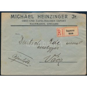 1922 Ajánlott céges levél Arató 10 x 60f + Parlament 2,50K bérmentesítéssel / Registered buisness cover with 8...