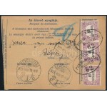 1923 Csomagszállító perfin bélyegekkel + 3 x Hivatalos 10f bélyeggel ...
