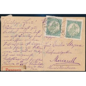 1925 Expressz képeslap 12.400K bérmentesítéssel Mariazellre / Express postcard with 12...