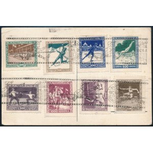 1926 Sport sor címzetlen alkalmi levelezőlapon, Cserkész nagytábor alkalmi bélyegzéssel (hajtott) / Mi 403...
