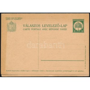 1926 8f díjjegyes válaszos levelezőlap, használatlan / PS-reply card, unused