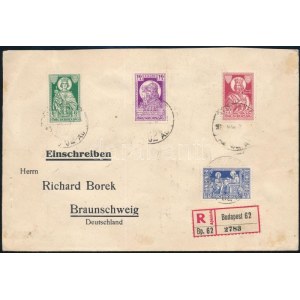 1930 Ajánlott levél Szent Imre sorral Németországba / Mi 463-466 on registered cover to Germany