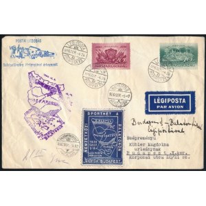 1936 Légi levél Budapestről Balatonfüredre, levélzáróval / Airmail cover
