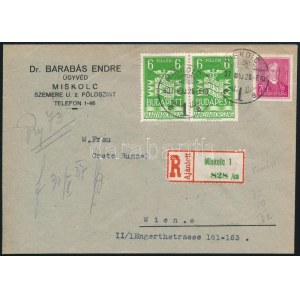 1937 Ajánlott levél Ausztriába / Registered cover to Vienna