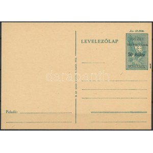 Székelyudvarhely 1945 50f/18f díjjegyes levelezőlap, használatlan / Unused PS-card. Signed...