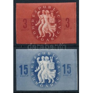 1946 Köztársasági emlék vágott sor (15.000) / Mi 878-879 imperforate set