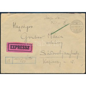 1945 Ajánlott expressz levél 760P készpénzes bérmentesítéssel, szükségragjeggyel (MBK 760 p) ...