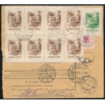 1946 (7. díjszabás) Csomagszállító 10 db illetékbélyeggel / Parcel card with 10 fiscal stamps