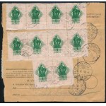 1946 (7. díjszabás) Csomagszállító 15 db illetékbélyeggel / Parcel card with 15 fiscal stamps