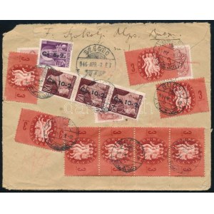 1946 (11. díjszabás) Távolsági levél 12 bélyeges bérmentesítéssel / Domestic cover with 12 stamps franking BUCSU ...