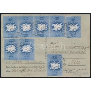 1946 (12. díjszabás) Levelezőlap 8 db bélyeggel / Postcard with 8 stamps