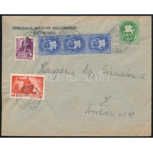 1946 (13. díjszabás) Budapest helyi levél 6 bélyeggel / Local cover