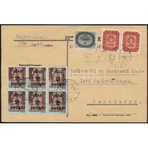 1946 (18. díjszabás) Levelezőlap 9 db bélyeggel bérmentesítve / Postcard with 9 stamps KÖTCSE ...