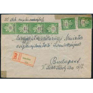1946 Ajánlott levél 21 bélyeggel / Registered cover with 21 stamps franking RÁKÓCZIFALVA ...