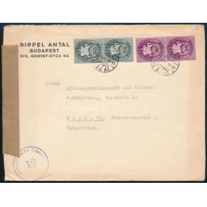 1946 Levél 4 db Lovasfutár bélyeggel Budapestről Bécsbe, cenzúrázva / Censored cover with 160...