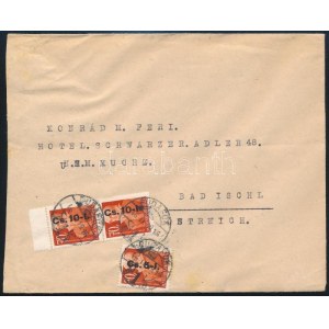1946 Levél 3 db Cs.10-I. bélyeggel Ausztriába / Cover to Austria