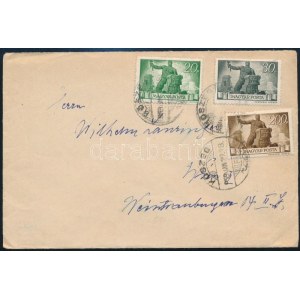 1946 3 db Újjáépítés bélyeg levélen Kőszegről Bécsbe / 3 stamps on cover to Vienna