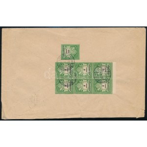1946 Távolsági levél hátoldali 50.000 aP + 6 x 5.000aP bérmentesítéssel, VÁRPALOTA - Veszprém / 6 x Mi 933 ...