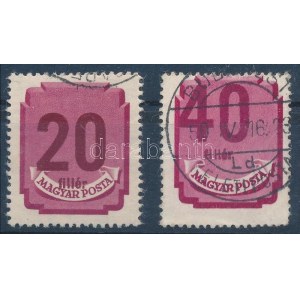 1946 Forint-fillér portó 20f és 40f elcsúszott értékszámokkal / Mi 181X ...