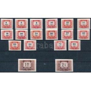 1958 Vörös-fekete portó vágott sor / Mi 222-239 imperforate set