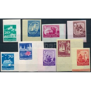1959 Balaton (I.) ívsarki vágott sor (7.000) / Mi 1609-1617 imperforate corner set (gumitörések / gum creases...
