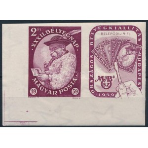 1959 Bélyegnap (32.) ívsarki vágott szelvényes bélyeg (4.000) ...