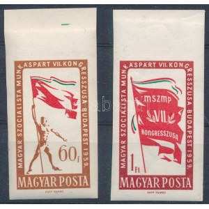 1959 MSZMP vágott ívszéli sor / Mi 1640-1641 imperforate margin set