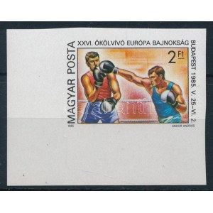 1985 Ökölvívó EB ívsaki vágott bélyeg / Mi 3750 imperforate corner stamp