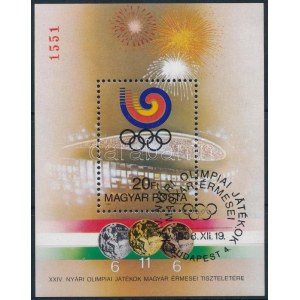 1988 Olimpiai érmesek (V.) - Szöul ajándék blokk hátoldalán A MAGYAR POSTA AJÁNDÉKA felirat (15.000) / Mi block 201...