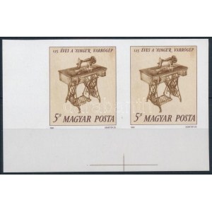 1990 125 éves a Singer varrógép vágott ívsarki pár / Mi 4066 imperforate corner pair