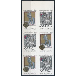 1990 Történelmi arcképcsarnok vágott hatostömb / Mi 4083-4084 imperforate block of 6