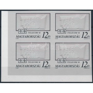 1991 Telecom (I.) ívsarki vágott négyestömb (10.000) / Mi 4162 imperforate corner block of 4