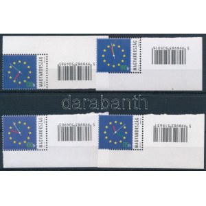 2003-2004 Úton az Európai Unióba 4 klf ívsarki vonalkódos bélyeg ...