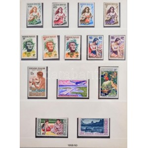 Francia Polinézia kevés kivétellel postatiszta gyűjtemény 1958-1995 2 db Lindner falcmentes előnyomott albumban...