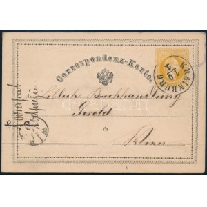 1870 2kr díjjegyes levelezőlap / PS-card KRAINBURG - WIEN