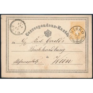 1871 2kr díjjegyes levelezőlap / PS-card NISKO - WIEN