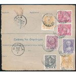 1912 Csomagszállító 10 bélyeggel bérmentesítve / Parcel card with 10 stamps DUX - Libád