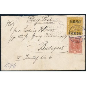 1918 július 22. Légi levél Bécsből Budapestre. Ez az egyetlen küldemény erről a napról. ...