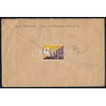 1927 Ajánlott levél 3 bélyeggel bérmentesítve, hátoldalán levélzáróval / Registed cover with 3 stamps and label RIGA ...